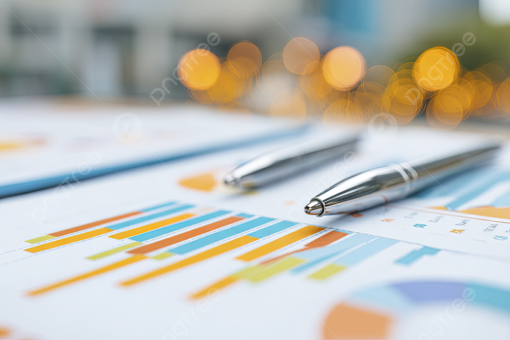 pngtree a close up of an oversized financial report with colorful graphs picture image 16542787